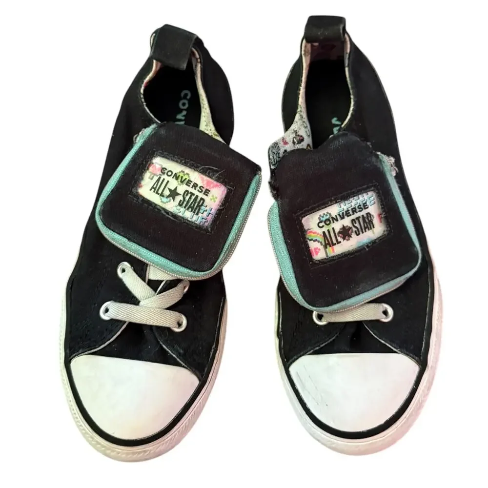Converse All Star Black Gamer Pouch Slip On Sneakers Size 3